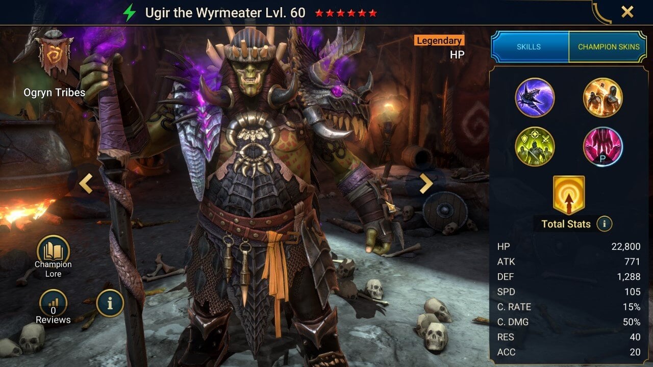 Ugir the Wyrmeater Splash Artwork with Stats