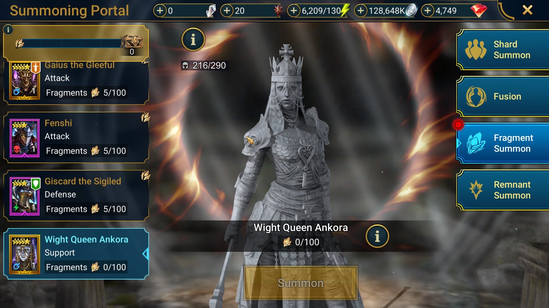 Wight Queen Ankora unclaimed in summoning portal