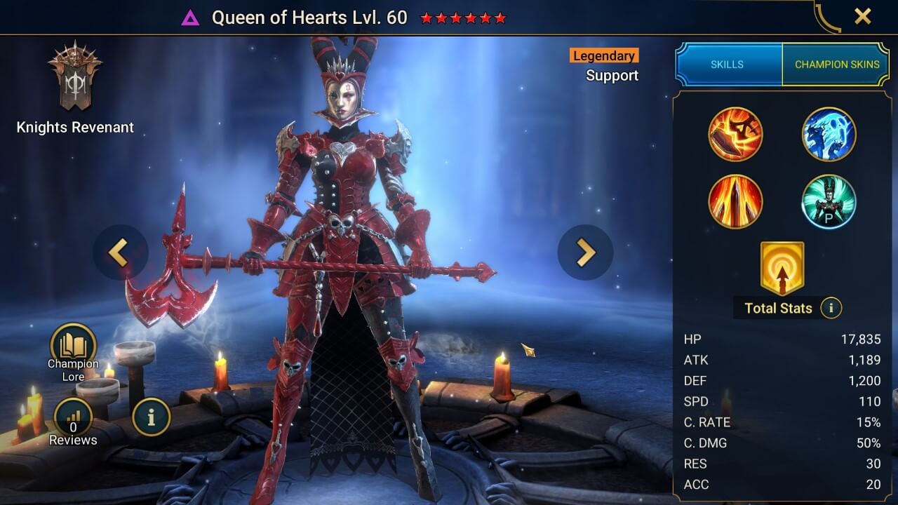 Queen of Hearts Splash Artwork Queen of Hearts Artwork with Stats