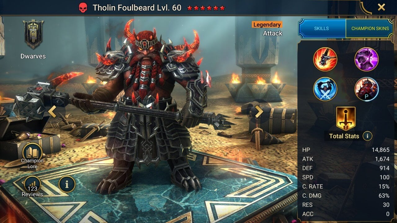 Tholin Foulbeard Splash Tholin Fouldbeard Splash Artwork with Stats