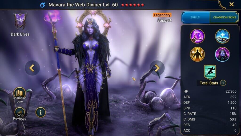 Mavara the Web Diviner Splash Artwork Mavara the Web Diviner Splash Artwork with Stats
