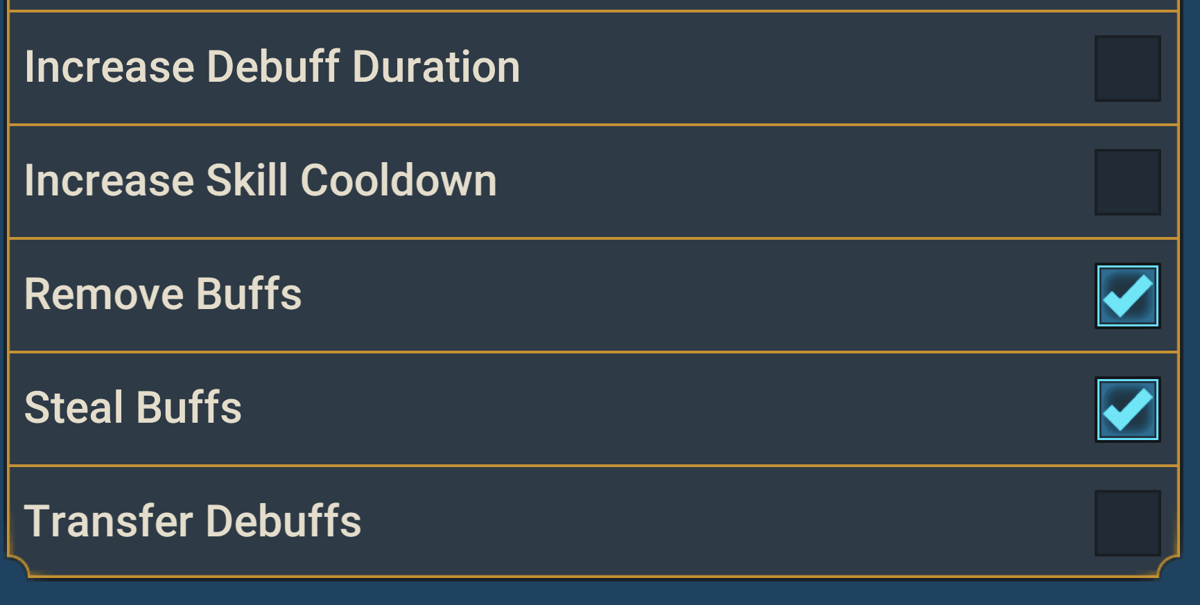 Remove Buffs and Steal Buffs in Filters