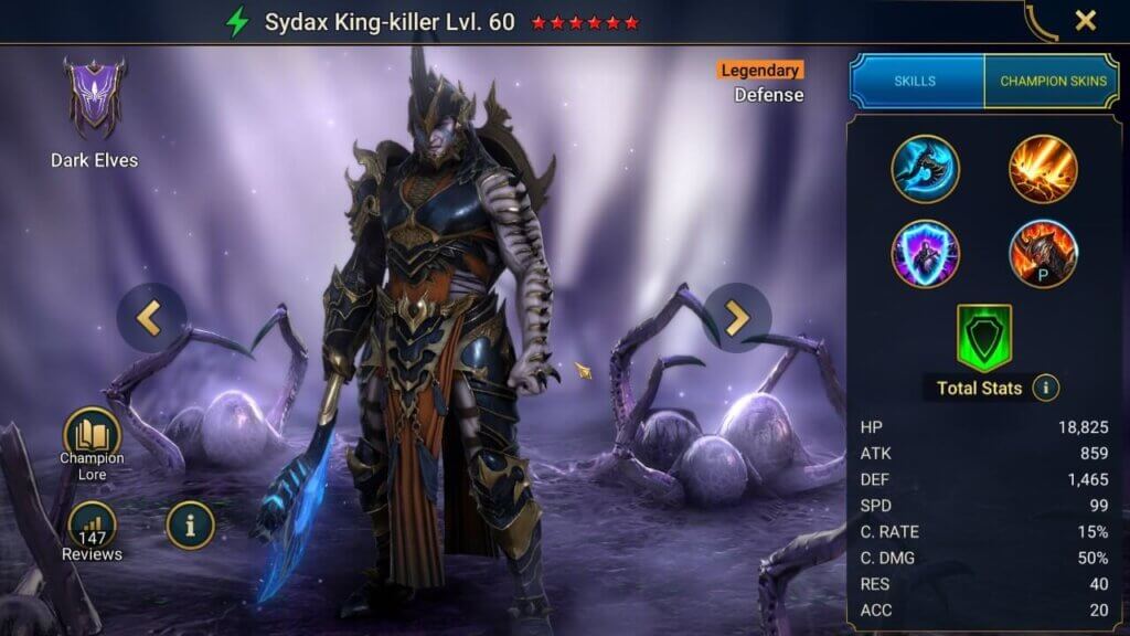 Sydax Kingkiller Splash Artwork Sydax Kingkiller Splash Artwork with Stats