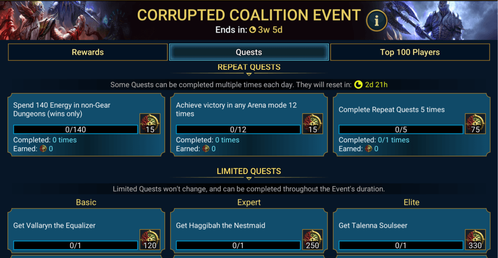 Corrupted Coalition quests Corrupted Coalition quests