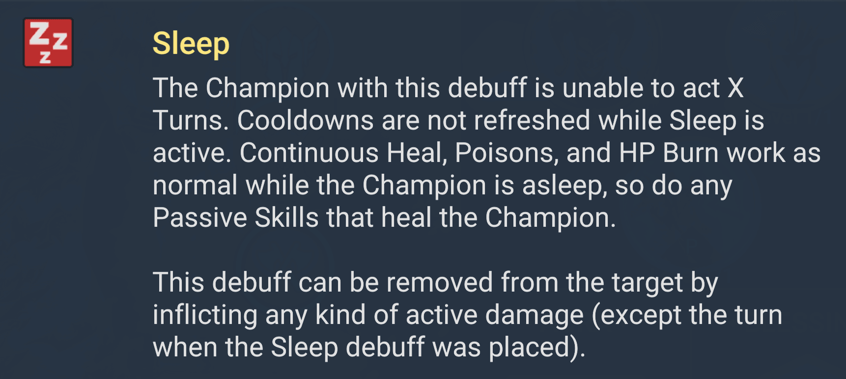 Sleep debuff Sleep debuff