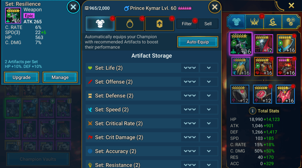Kymar with Triple Roll resilience weapon Kymar with Triple Roll resilience weapon