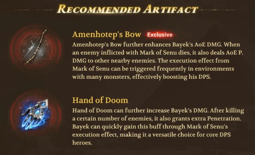 Recommended Bayek Artifacts Recommended Bayek Artifacts